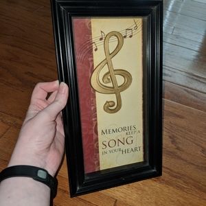 Music Wall Decor / Sign - memories keep a song in your heart - black frame